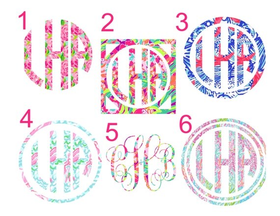 Lilly Pulitzer Inspired Monogram Decal by MyBellesandBeaus on Etsy