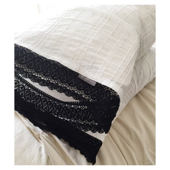 Lady & Lace Pillowcases White with Black Trim set of two