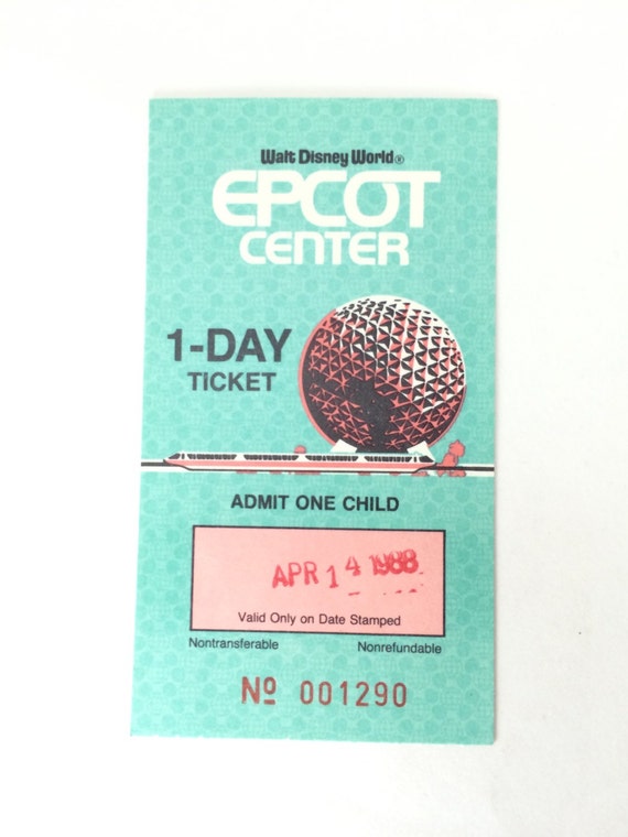Vintage 1986 Epcot Center 1 Day Used Admission Ticket World
