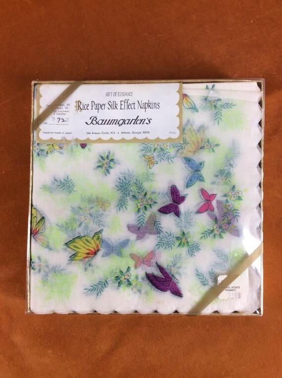 Vintage Rice Paper Napkins with butterflies from Baumgartens