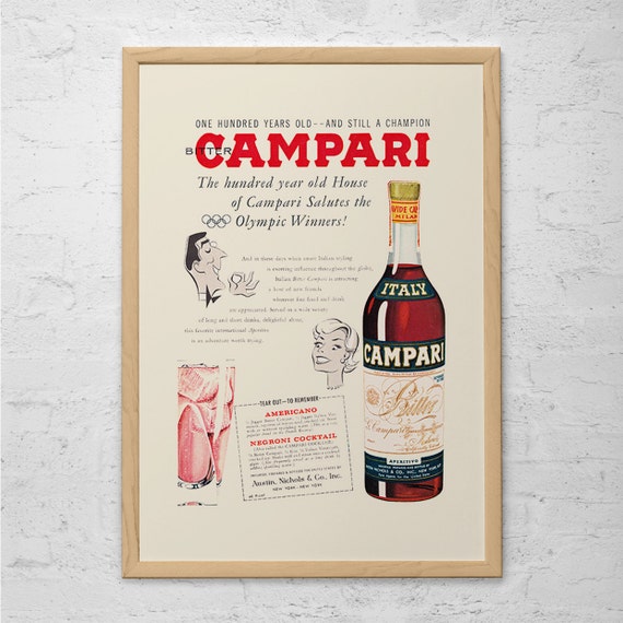 RETRO CAMPARI AD Retro Mid-Century Ad Vintage Bar Poster