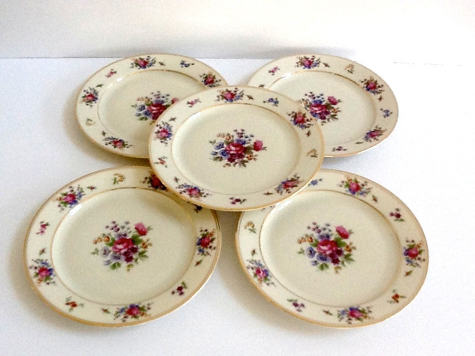 Bavarian Plates Tirschenreuth Queen's Rose Set of 5