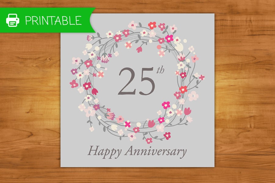 Free Printable 25th Anniversary Cards
