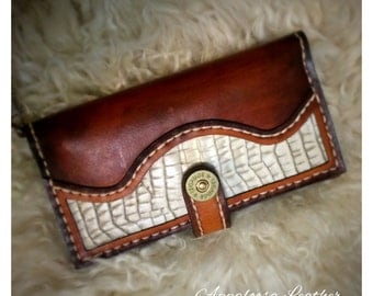 Large Leather Clutch Wallet - Handmade Leather Wallet - Rustic Brown Leather Wallet - Iphone Wallet -Women's leather wallet Wristlet