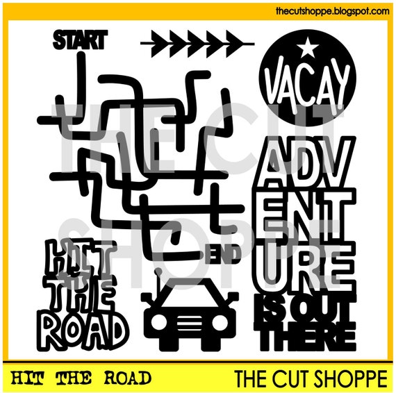 The Hit the Road cut file set consists of 6 travel themed Icons, that can be used for your scrapbooking and papercrafting projects.