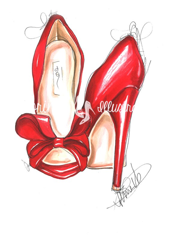 red bottom heels drawing