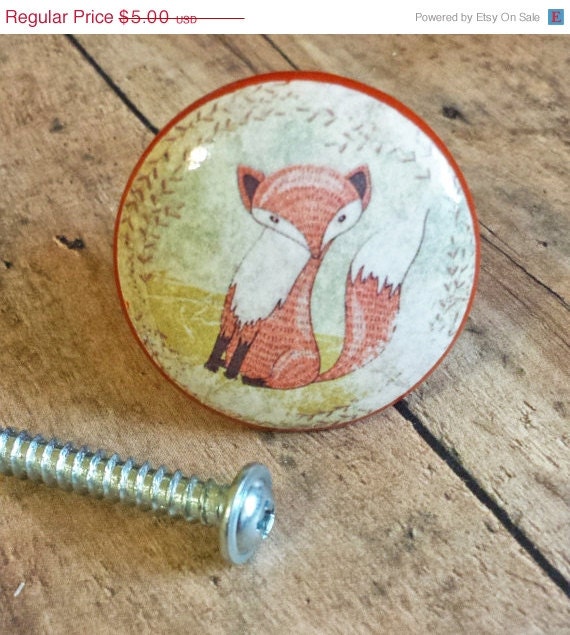ON SALE Handmade Fox Knob Drawer Pulls by SRVintageandDesigns