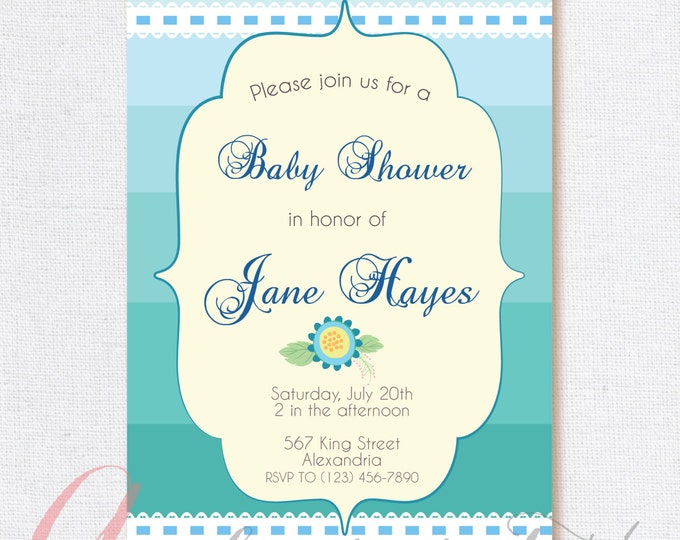 Babyshower Invitation. Pastel colors, personalized. Printable.