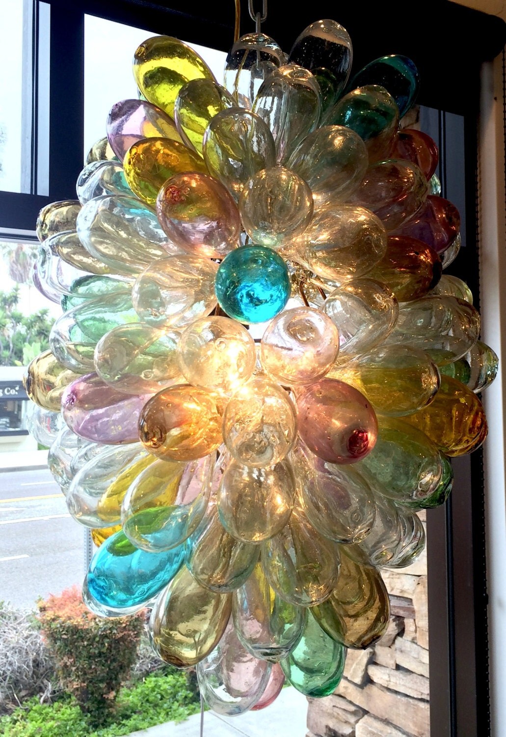 Light fixture of handblown glass