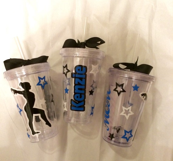 custom Made Gymnastics Team Tumbler Cups by GlitzyChickDesigns