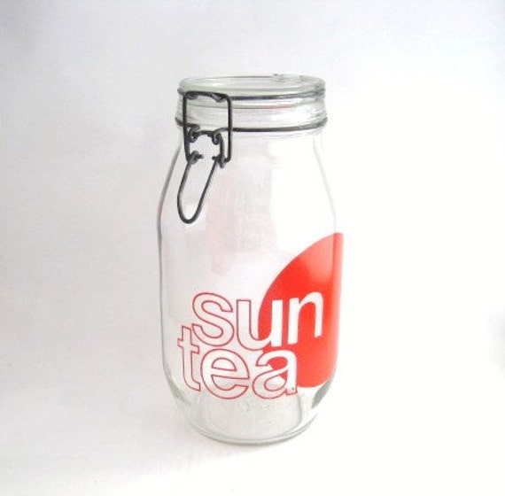 Vintage glass sun tea jar 1970s red by FreshBakedVintage on Etsy