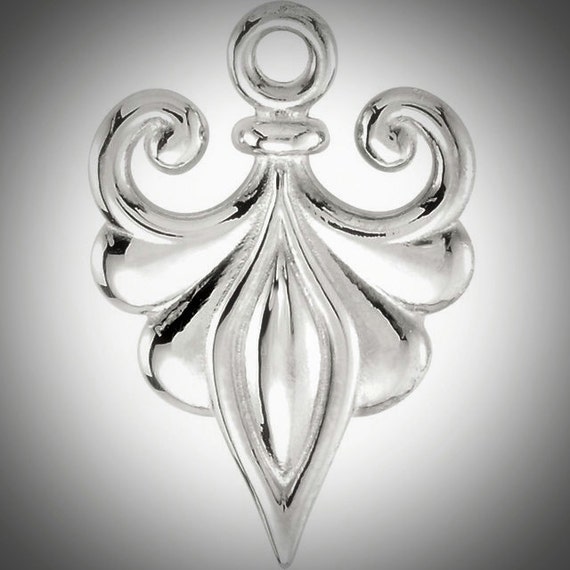 Deluxe Sterling Silver 14mmX9.50mm Upside Down FleurDeLis