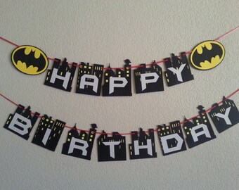 Batman Happy Birthday Banner. Can be personalized with name and age. Free Shipping USA. Its a boy or its a girl banner