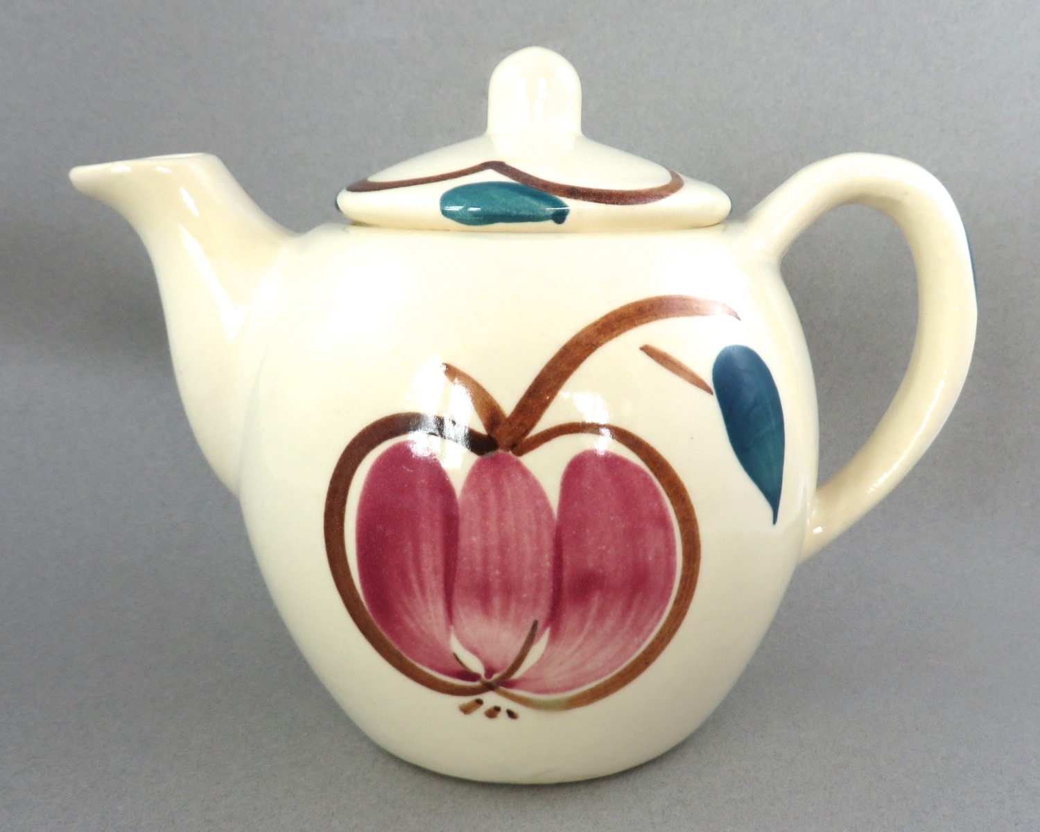 Purinton Pottery Teapot Fruit Pattern Apple and Pear Hand