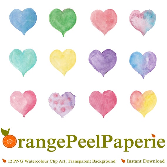 watercolor heart clipart - photo #9