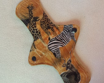 10" Cloth Menstrual Pad Heavy Flow Cotton Top Fleece Back Safari