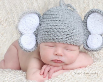 Baby Elephant Crochet Hat, Newborn Elephant Hat, Baby Elephant Hat, Crochet Elephant Hat, Elephant Crochet Hat, Elephant Photo Prop Hat