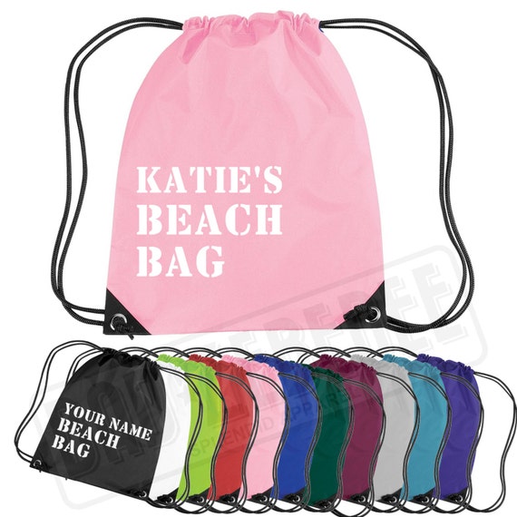 Personalised Beach Bag Drawstring Bag | Backpack Sea Sun Sand Holiday ...