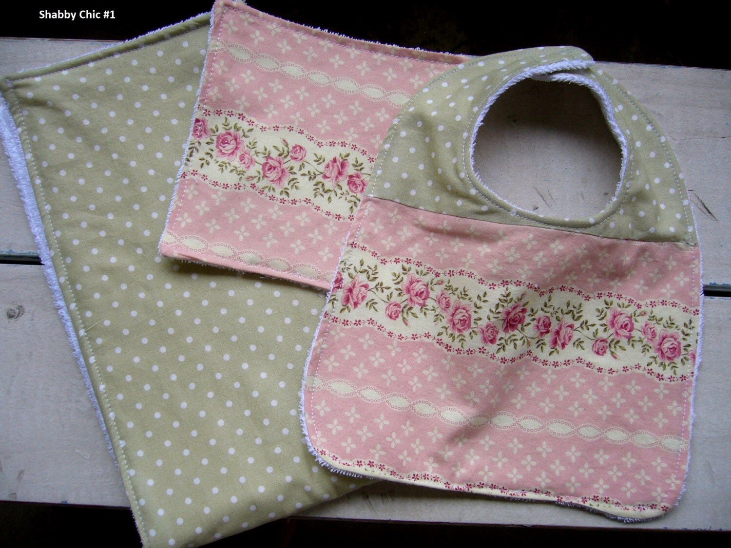 3 piece shabby chic baby girls infant bib burp cloth 3 piece shabby chic baby girls infant bib burp cloth