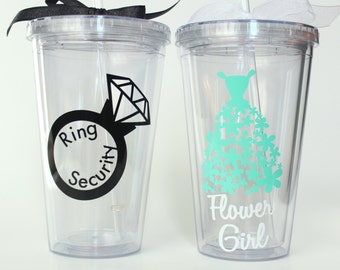 Set of 2 - Personalized Flower Girl Tumbler - Personalized Ring Bearer Tumbler - Will You Be My Flower Girl - 16 oz Tumbler