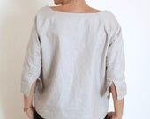 linen tunic top, flax shirt, womens top, linen blouse, resin linen shirt white chalk