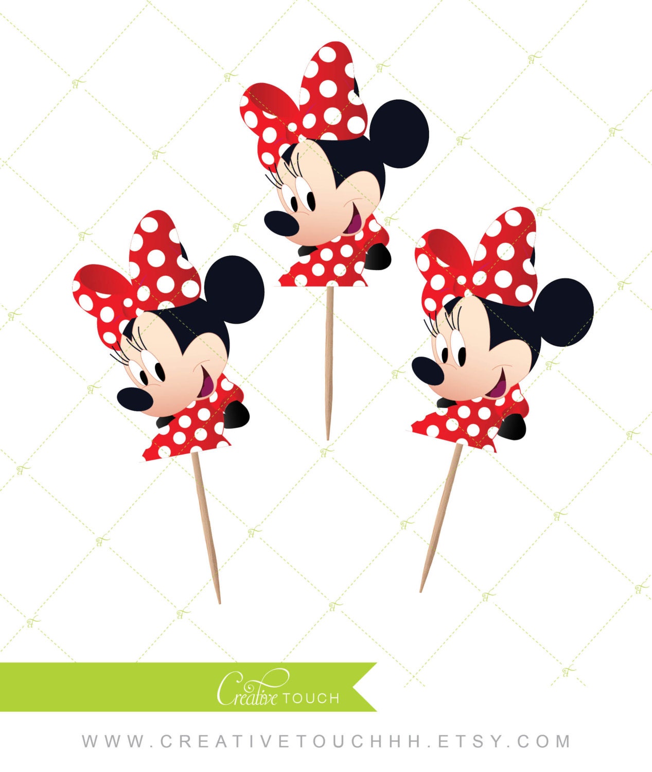 Minnie Mouse Cupcake Toppers Minne Cupcake by CreativeTouchhh