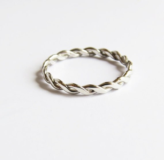 Silver Rope Infinity Twist Ring Hammered Sterling by SirryDesign