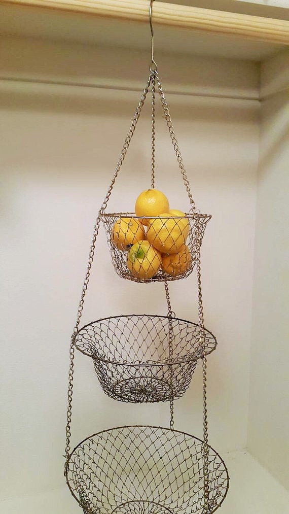 Mid Century Hanging Metal Mesh Baskets 3 by YourGreatestStory