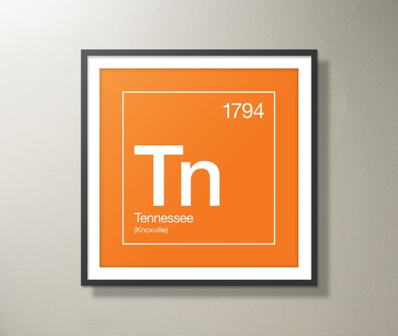 Tennessee Periodic Table Poster 18 x 18 Unframed by SussiesHome