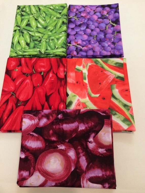 Fat Quarter Bundle Fruits and Vegetables by KaikiCraftsToo on Etsy