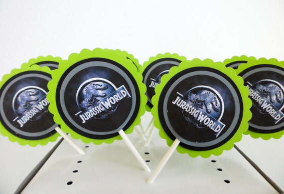 Jurassic World Inspired Cupcake toppers Cake Decor  Party Favor Boys and Girls Birthday Party....SET OF 10..