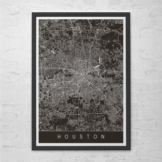 HOUSTON CITY MAP Art Print Line Art City Map Texas Texan