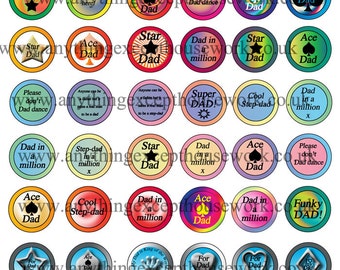 For dad's - Downloadable 1 inch circular dad-themed images for bottle-cap crafts