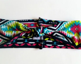 Aztec baby headband, knot turban headband, baby girl southwestern print headband, girl hair accessories, knit headband