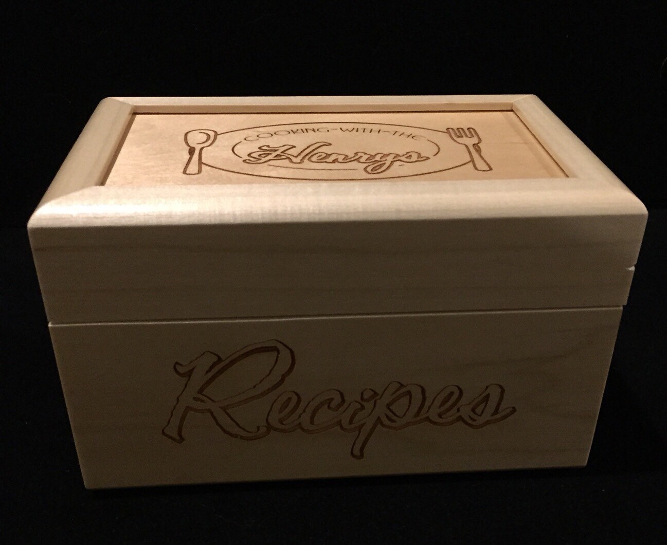 Custom Laser Engraved Wood Recipe box by lasercreationsbyISI