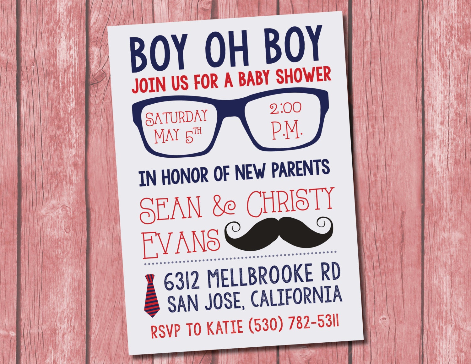 Hipster Baby Shower Invitation 15 pack