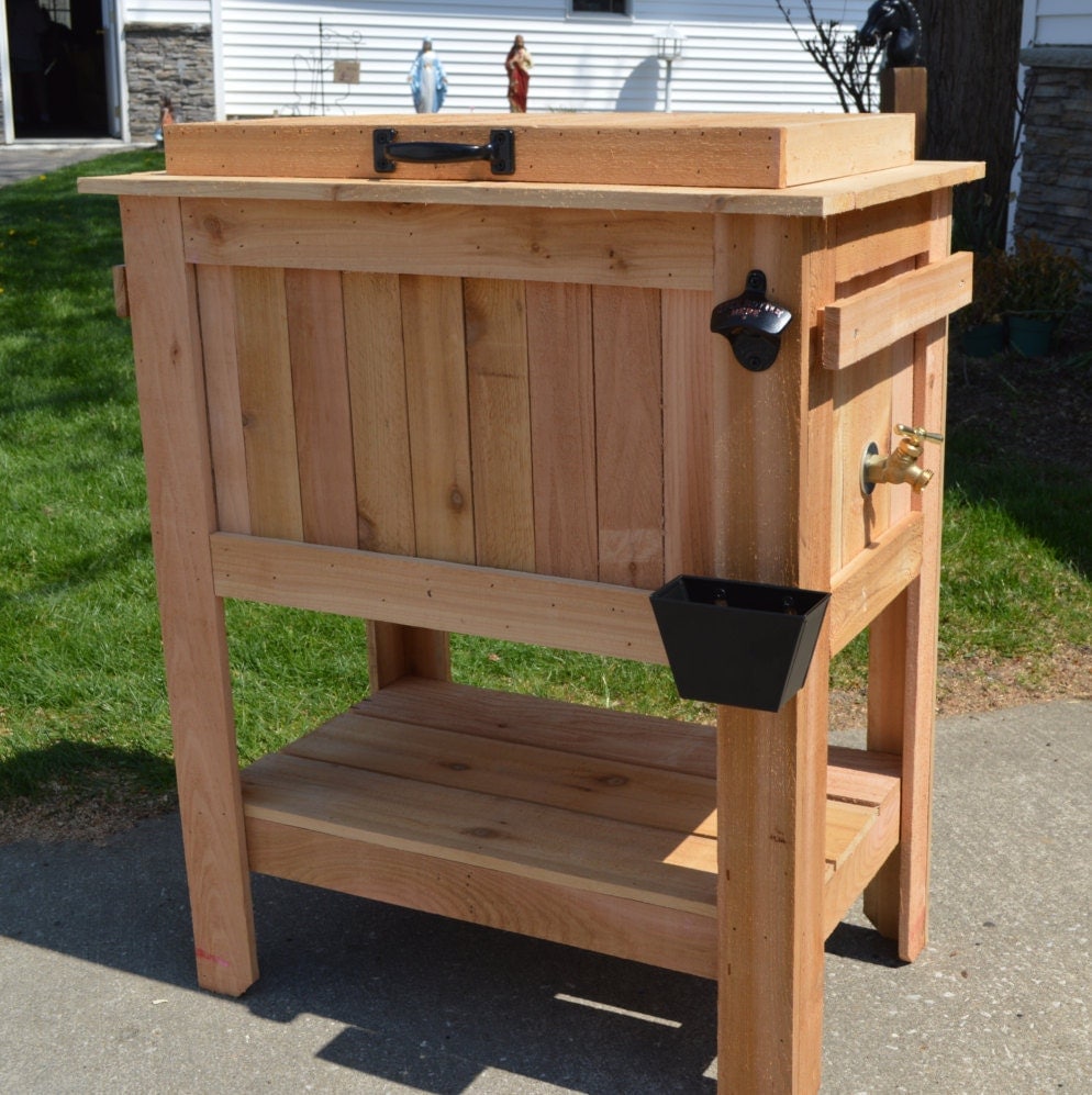 BEST SELLER Rustic Ice Chest Cooler Stand with Brass Drain Etsy