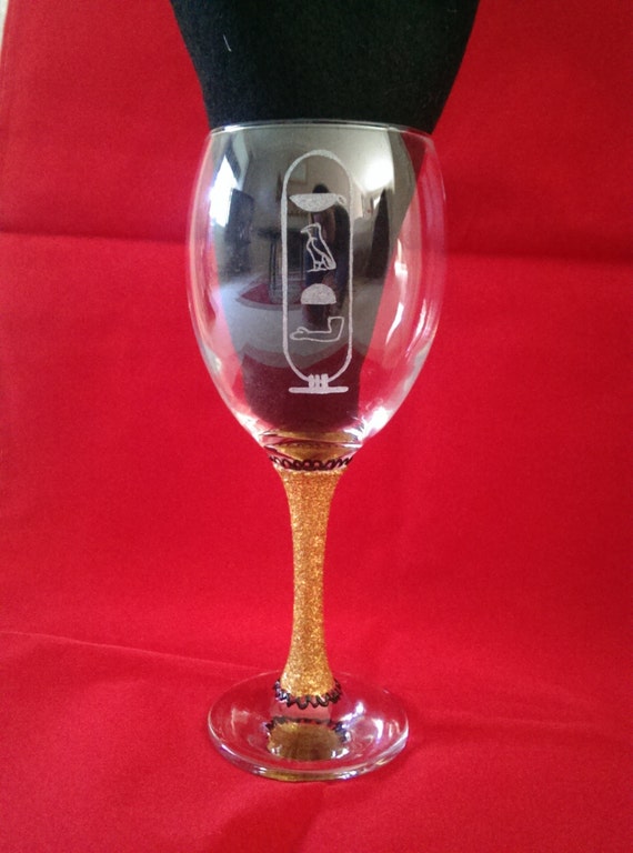 Ancient Egyptian Hieroglyphics Wine Glass by ProtoGeekArcade