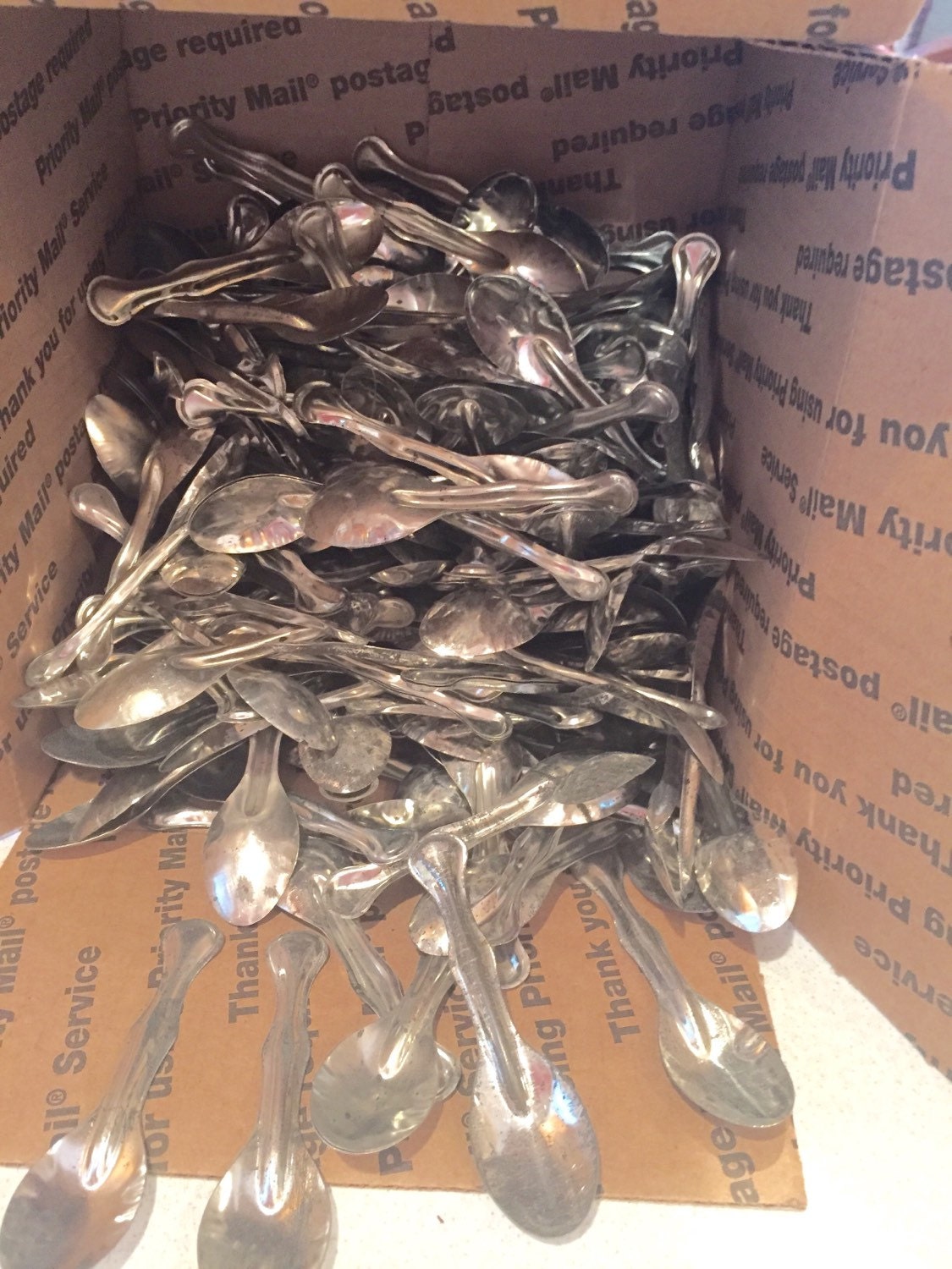 Vintage Miniature Spoons Metal Or Aluminum Spoons 50 Light Bendable Box