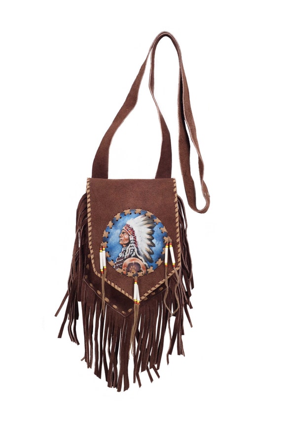 Native American Bag Purse Suede Leather Hand by BalilyBali on Etsy