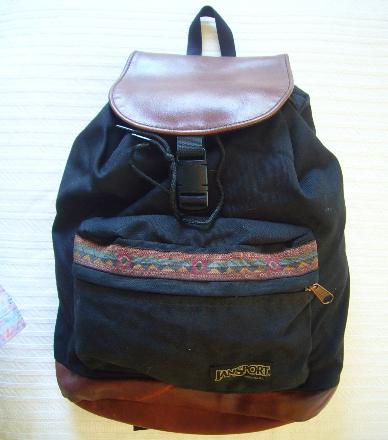 JanSport Vintage Leather Flap Backpack Made in USA by Metropology
