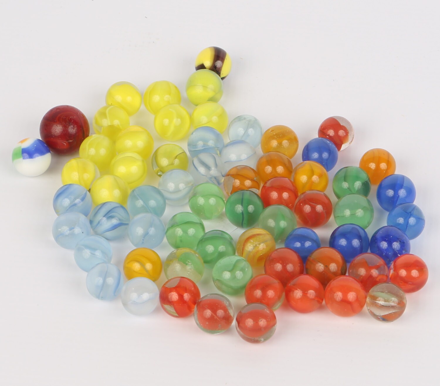 1930's to 1960's 64 Used Playing Marbles 1