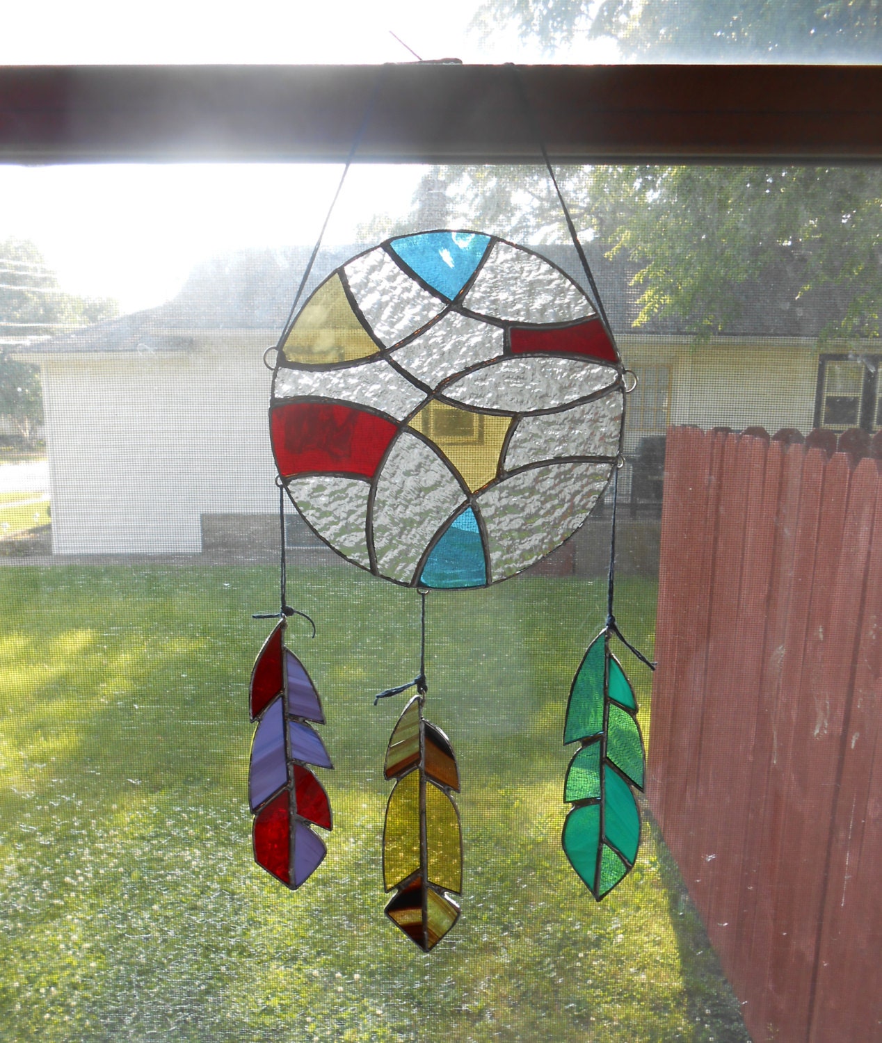 Sweet Dreams Stained Glass Dream Catcher By Goodvibesglassart