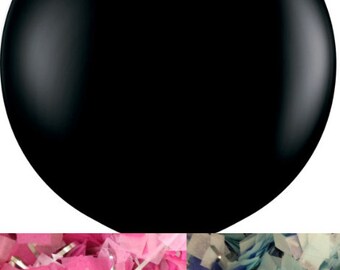 36" Gender Reveal Balloon in Black with Confetti for Baby Showers, Gender Reveal Parties