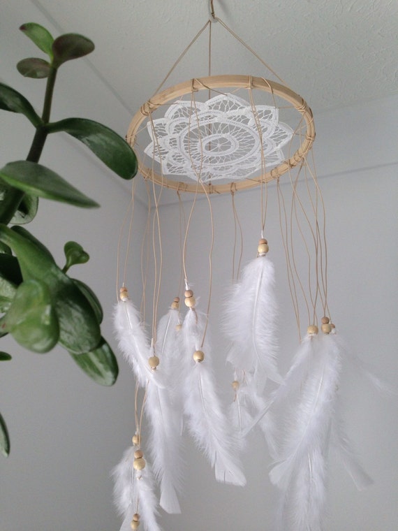 Feather dreamcatcher mobile Nursery decor by GlamourCoastalLiving