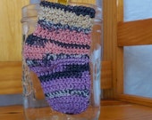 Crocheted Baby Socks Crochet Baby Booties 0-3 months Pink Variegated 