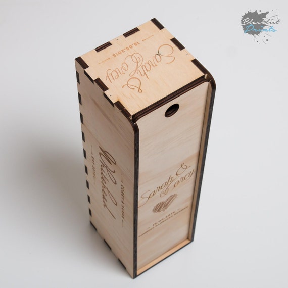 Wooden Wine Box Single Bottle Laser Engraved Personalised T Box