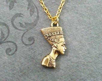 Nefertiti Necklace SMALL Queen Nefertiti Jewelry Egyptian Necklace Egyptian Jewelry Gold Nefertiti Pendant Necklace Nefertiti Charm Jewelry