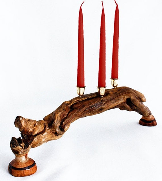 Driftwood Taper Candle Holder by NaturesHandDriftwood on Etsy