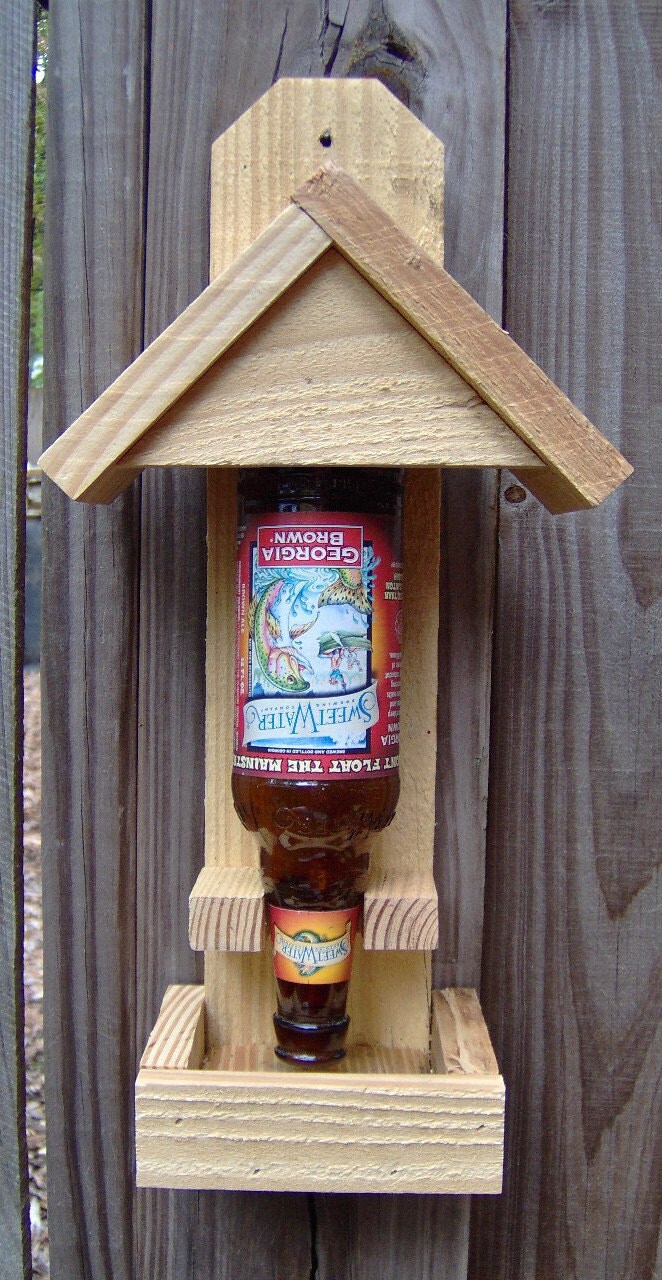 Beer Bottle Bird Feeder by HideyHoleCrafts on Etsy